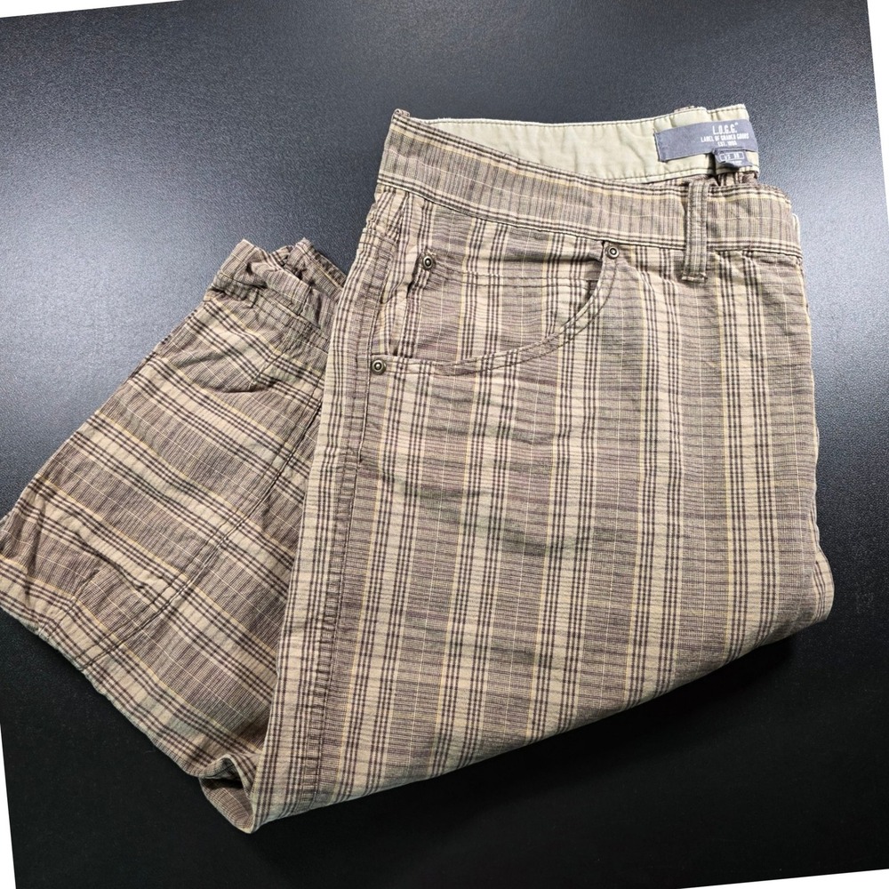 LOGG H&M Mens Brown Plaid Cotton Shorts Size 38 Casual Outdoor Flat Front